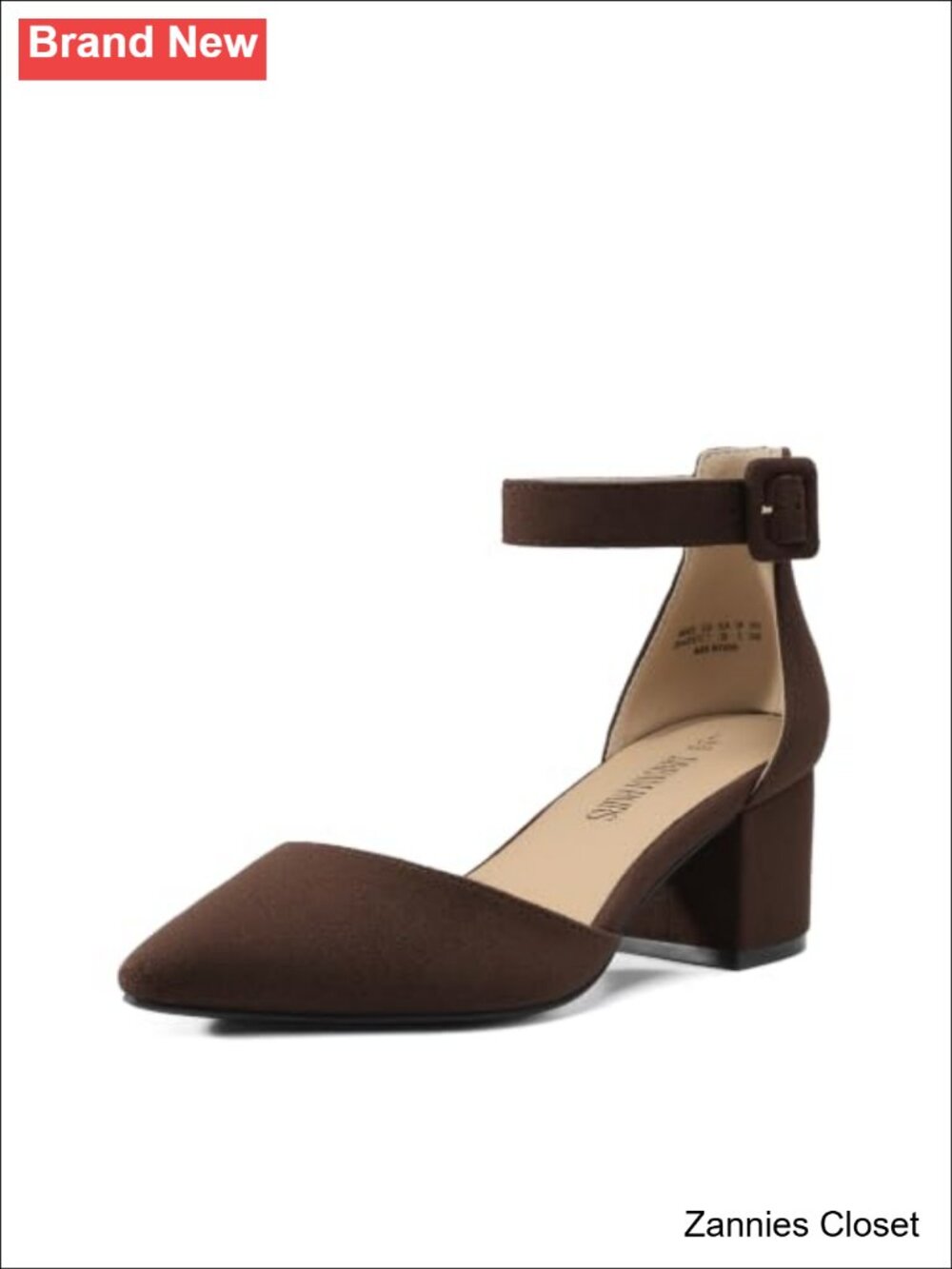 ✨ DREAM PAIRS Pointed Toe Low Chunky Heel Pumps Faux Suede